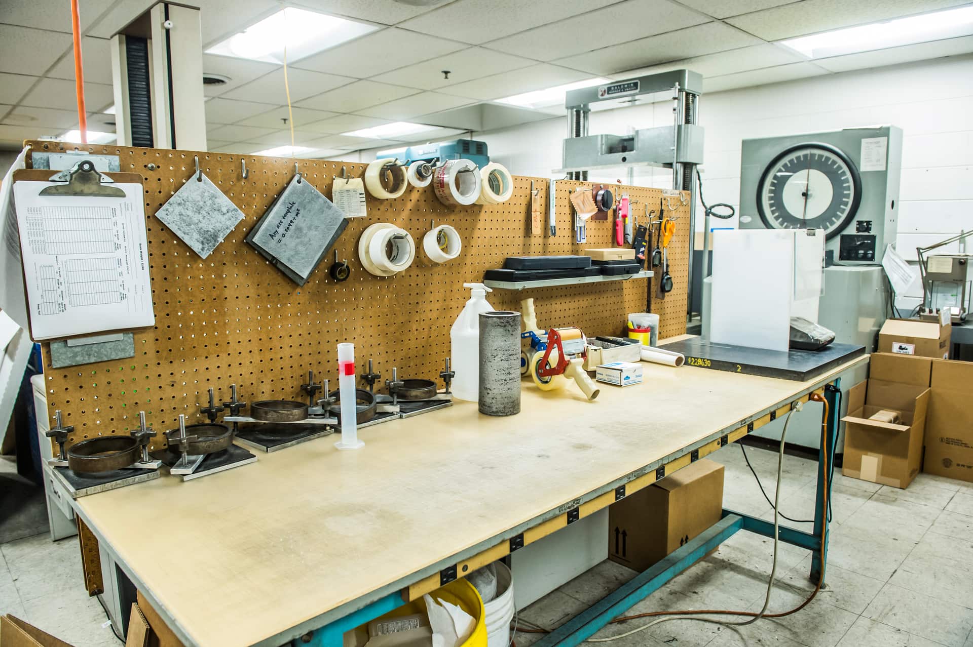 Package testing workstation at Gaynes Labs